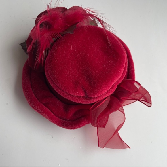 RARE Vintage Collection Old Fashion Victorian Doll Hat Red Rose Dollhouse - Picture 3 of 9